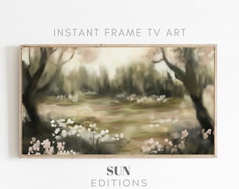 Vintage Abstract Spring Frame TV Art - Oil floral Painting - Antique Soft Muted Decor - Spring forest TV Art - Digital Download