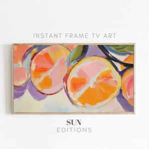 Summer Frame TV Art Citrus Painting colorful Decor Spring Screensaver Colorful Pop Art Textured Painting Instant Download