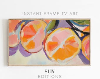 Summer Frame TV Art Citrus Painting colorful Decor Spring Screensaver Colorful Pop Art Textured Painting Instant Download