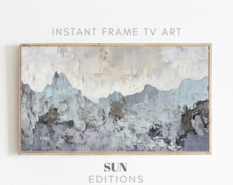 Modern Abstract Mountains Frame TV Art - Rustic Neutral Minimal Tv Art - Moody Neutral Oil Painting Screensaver