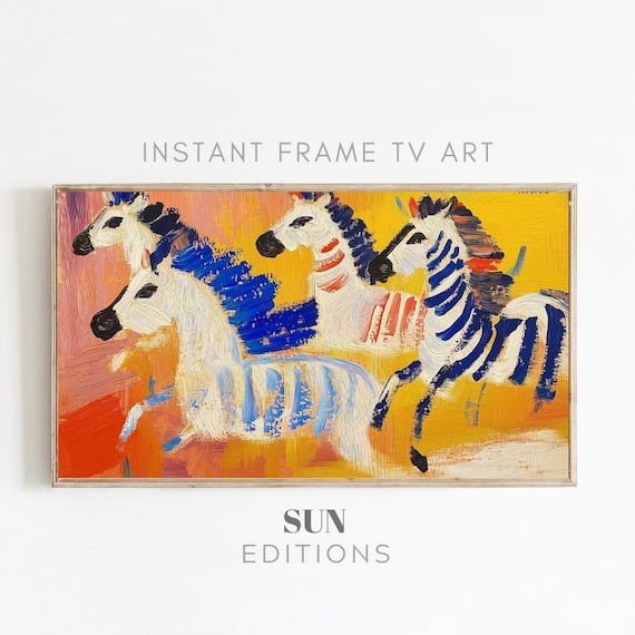 Colorful Zebra Painting for Samsung Frame TV - Digital Download