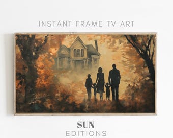 Samsung Frame Tv Art | Fall Decor | Autumn Tv Art | Spooky Tv Art | Vintage Landscape Art | Halloween Tv Art | Family Halloween Painting