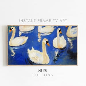 Colorful swans painting for Samsung Frame TV - Digital Download - Modern Home Decor