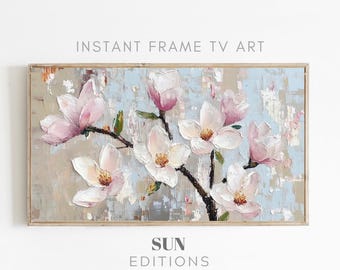 Astratto Fiore Mangolia Cornice TV Arte Decorazione Estetica Floreale Impasto Pittura Botanica TV Arte Giardino Estivo Salvaschermo Arte Fattoria