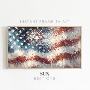 Samsung Frame tv Art | 4th of July Art TV Download | Abstract Painting Patriotic Fireworks | Fourth of July Independence Day Red White Blue