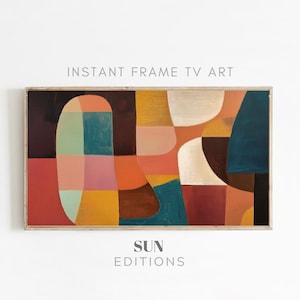 Samsung Frame TV Art abstract colorful, Samsung Frame TV Art Mid Century Modern Abstract painting, 4K Art