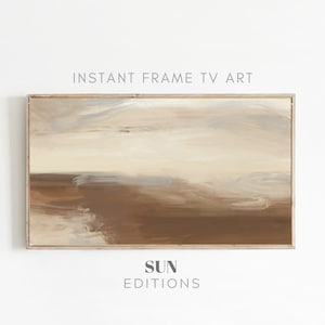 Samsung TV Rahmen, moderne Kunst, beige abstrakt, minimalistische Galeriewand, Japandi Wanddekor