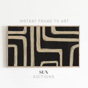 Samsung Frame TV art black and beige | TV Frame Modern abstract | Neutral TV Art | Farmhouse | Instant Download