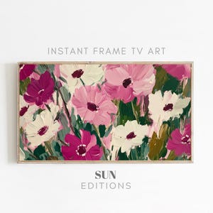 Samsung Frame TV Art - Buntes rosa Blumenfeld - Instant Download - Blumendekor