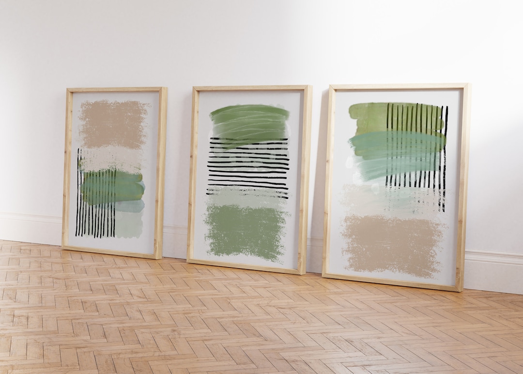 Green Pink Abstract Art, Green Pink Watercolour Strokes Printable Wall