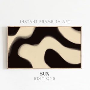 Samsung Frame TV Art Modern Neutral Abstract, Black and Beige abstract, Minimalist Neutral gallery wall, Japandi wall decor