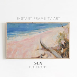 Pink Beach TV Art Summer TV Art Samsung Frame TV Art Spring Beach Decor coastal Tv Art 4K Instant Digital Download