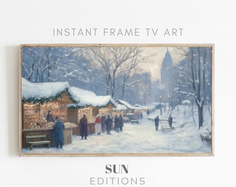 Samsung Frame TV Art christmas market vintage painting Digital Download