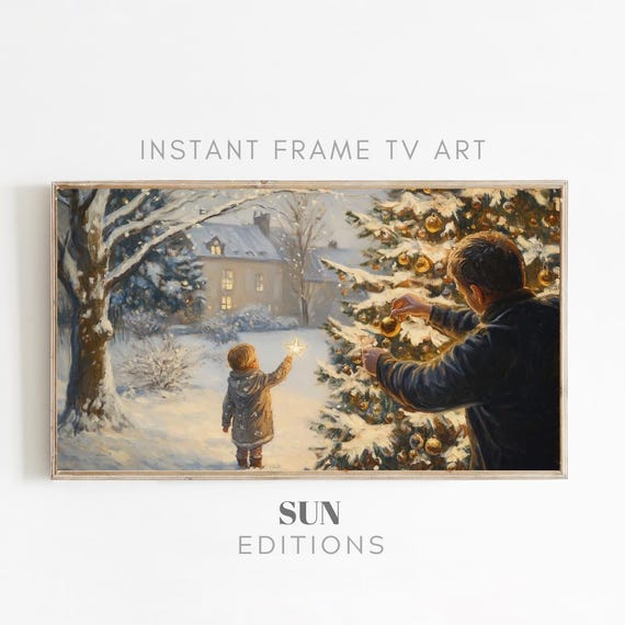 クリスマスツリーフレームテレビアート、テレビ用ウィンターアート