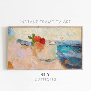 Samsung frame Tv Art cocktail with cherries |  Dining Art | Kitchen Art | Summer Tv Art | Textured Tv Art | Digital Download | Pink TV Art