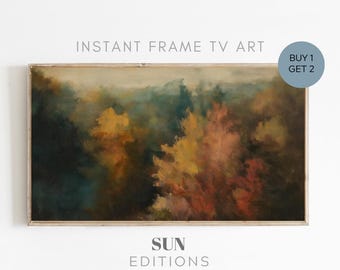 Fall Trees Painting Frame TV Art, Abstract Painting, Vibrant Autumn, Rustic Fall Decor, Thanksgiving Tv Art