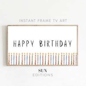 Alles Gute zum Geburtstag Samsung Rahmen Tv Art | Kerzen | Sofortiger Download