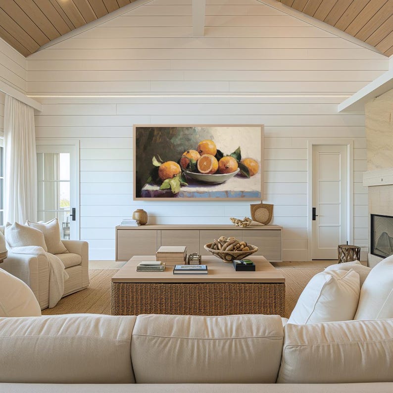 Frame Tv Art Digital Download | Rustic Farmhouse Art For Tv | Oranges Tv Art | Farmhouse Kitchen Decor | Fruit Bowl Still Life