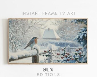Samsung Frame TV Art Winter Wonderland Farmhouse Winter Wildlife Digital Download
