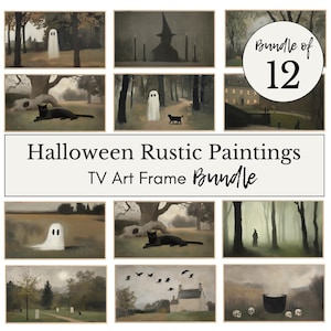 Halloween Frame TV Art Set | Spooky Fall TV Art | Halloween Digital Art for Frame TV | Rustic Painting Samsung Frame Tv Art