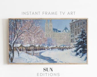 Samsung Frame TV Art christmas market painting Digital Download