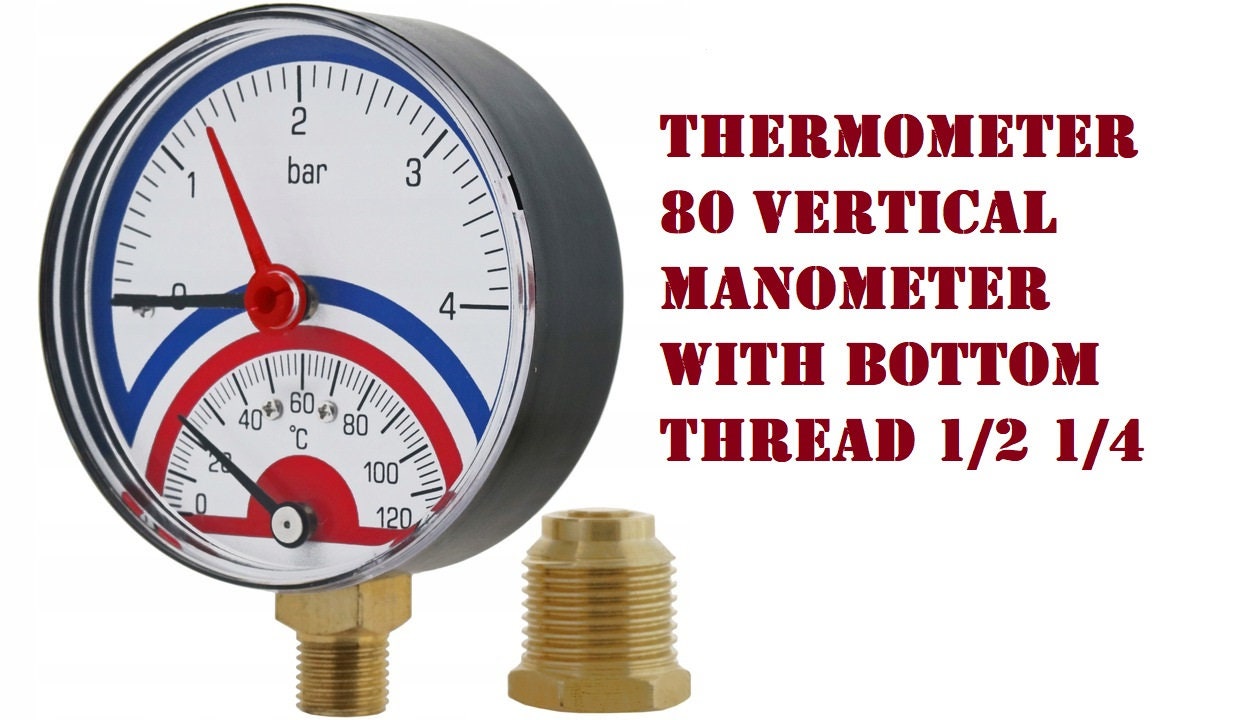 thermomètre 80 manomètre vertical avec filetage inférieur 1/2 1/4
