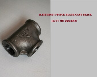 Matching T-piece Black Cast Black (3/4'') ou 26/34mm