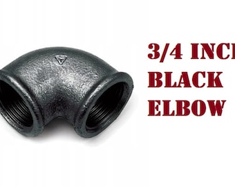 3/4 inch black elbow Cast iron fittings - black. Designed to connect threaded elements.