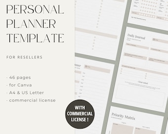 PRL Personal Planner, Reseller Planner Template Canva Commercial Use, Productivity Template, Personal Planner Templates, Procrastination