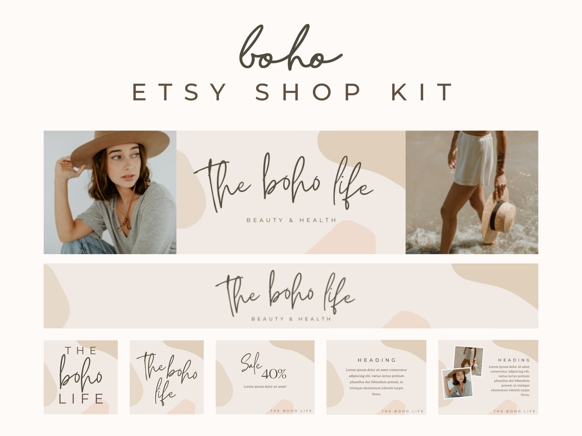 Boho Etsy Shop Kit Etsy Shop Banner Set Etsy Shop Branding Etsy
