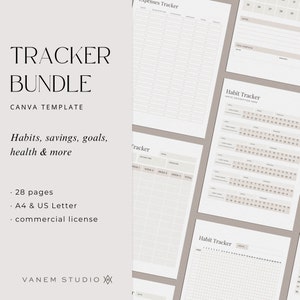 PLR Editable Tracker, Tracker Printable, Finance Tracker Monthly, Habit Tracker Digital, Reseller Planner Template Canva Commercial Use