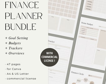 Finance Planner template, Financial Planner Bundle, Yearly Budget Planner, Financial Goals, Tracker, Digital Templates file, PLR template