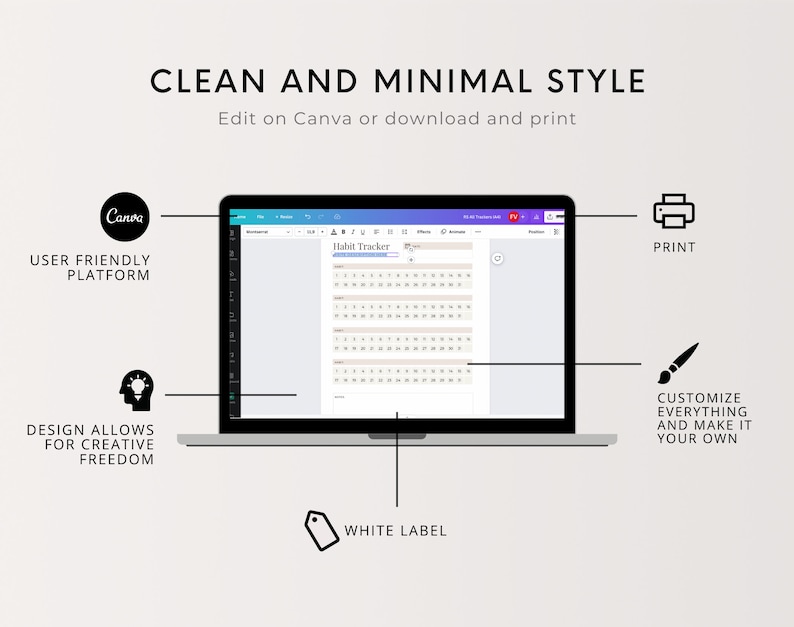 PLR Editable Tracker, Tracker Printable, Finance Tracker Monthly, Habit Tracker Digital, Reseller Planner Template Canva Commercial Use image 3