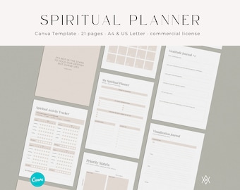 Editable Manifestation Journal Template, Spiritual planner, Reseller Planner Template Canva Commercial Use, Manifestation Planner Template