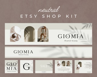 Etsy branding kit, Etsy banner set, DIY banner template, Etsy shop Banner, Etsy shop Kit, Neutral banner set, Etsy cover image