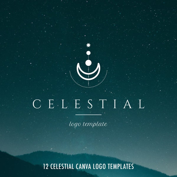Celestial Logo, Moon logo, Stars logo, Spiritual Logo Design, Magic Logo, Logo Kit Template, DIY Logo, Canva Logo, Mystic Logo, Alchemy Logo