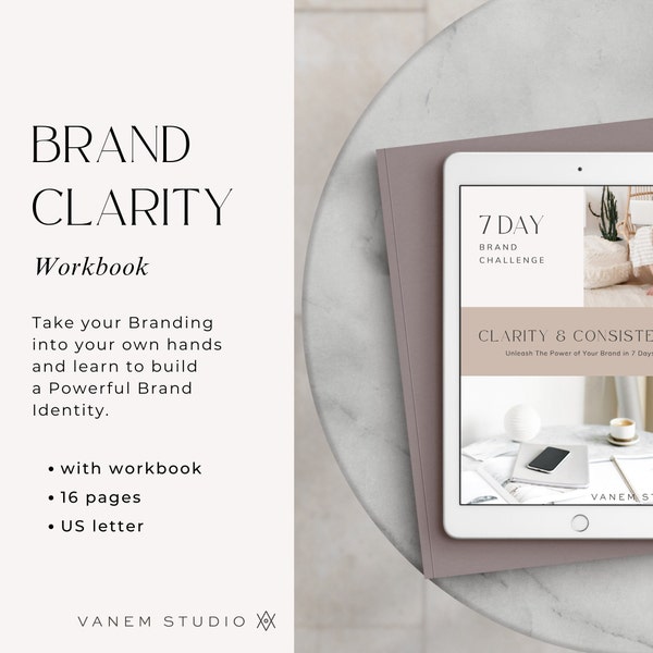 7 Day Branding Challenge | Learn Branding, DIY Branding Template | PDF Workbook for Business Owners | Branding Guide & Workbook | Vanem