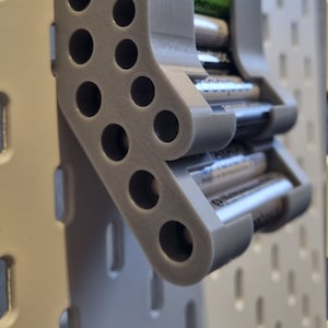Battery dispenser (AA and AAA) for Ikea Skadis & Uppspel pegboard;