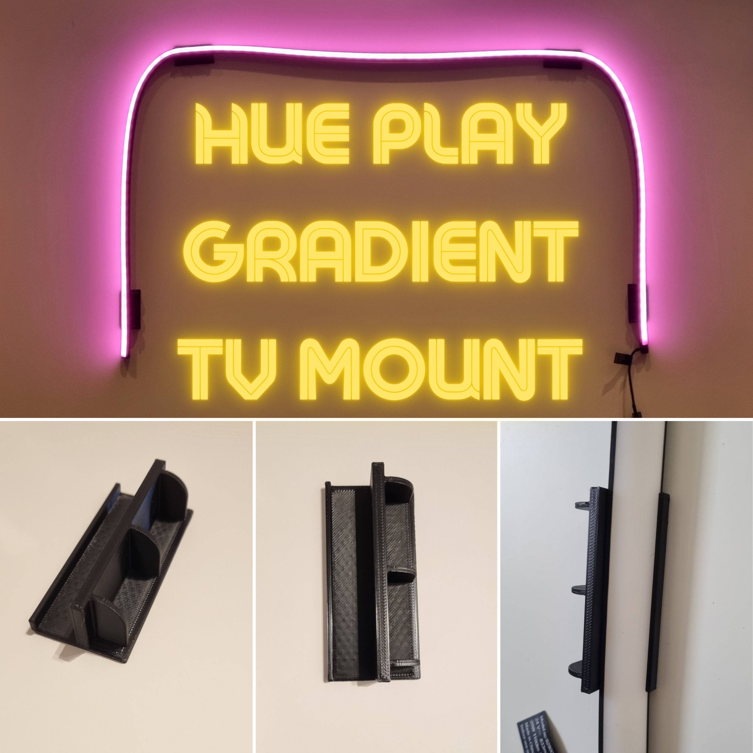 Philips Hue Lightstrip TV Mount for Gradient Ambiance, Lightstrip Gen1 and  Gen2plus as Well as All Standard Lightstrips 