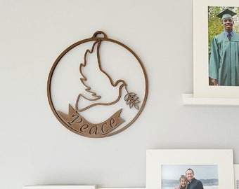 Peace dove wall art, olive branch, 3D printed wall art, wreath, housewarming gift,  wall hanging, Made in the USA