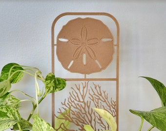 Sand dollar houseplant trellis, 3D printed indoor plant support, coastal beach collection