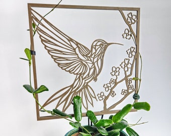 Ornate Hummingbird houseplant trellis, for indoor plants, 3D printed, Hoya plant support stake