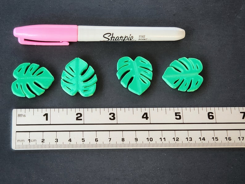 Set of 4 Monstera Leaf magnets, 3D printed, holographic, Houseplant decor image 3