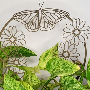 Butterfly Plant Trellis: Walnut Wood 3D Printed Plant Support