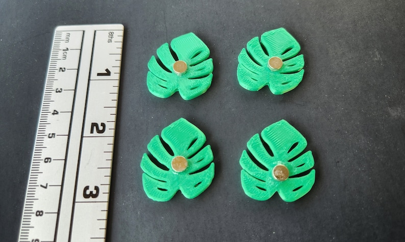 Set of 4 Monstera Leaf magnets, 3D printed, holographic, Houseplant decor image 6