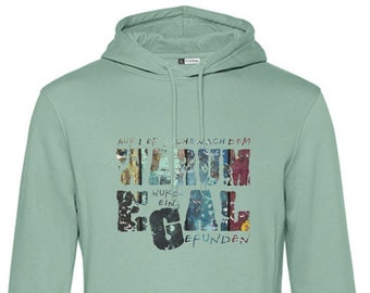 Bio Unisex Hoodie WARUM EGAL| versch. Farben | handveredelt |  Baumwolle Bio + recyceltes PET I vegan, klimafreundlich, fair wear