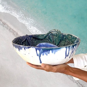Ocean Themed Sea Life Ceramic Handmade Serving Bowl