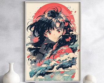 Poster Anime Girl Kawaii Cute – 80s 00s Retro Otaku Gift, vintage aantrekkelijke Waifu Gal Art, jaren 90, tapijt, shirt, canvas, metalen print