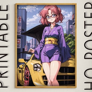 Retro Anime Self-Print Digital Poster | 1990 / 90s style | City Pop Cover | Cute Anime Girl | Japan - 10