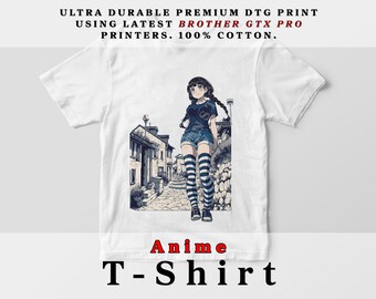 Anime Girl T-Shirt, Manga Style, Kawaii Otaku Gift Shirt, Anime City Girl, waifu cotton tee, Graphic T, Anime Shirt, Japanese Girl